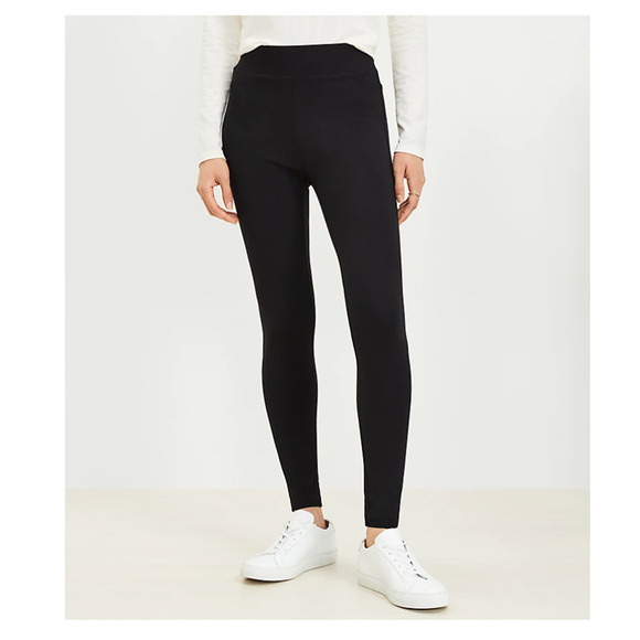 Loft Black Petite Seamed Ponte Cropped Thick Opaque Stretch Pull Up Leggings XSP - Picture 13 of 13
